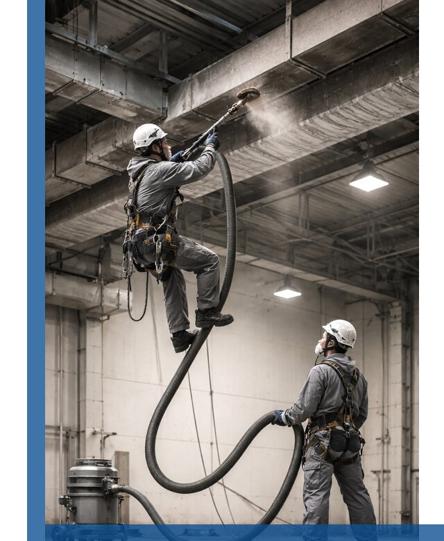 Обеспыливание потолочных конструкций в Амурске промышленным альпинизмом