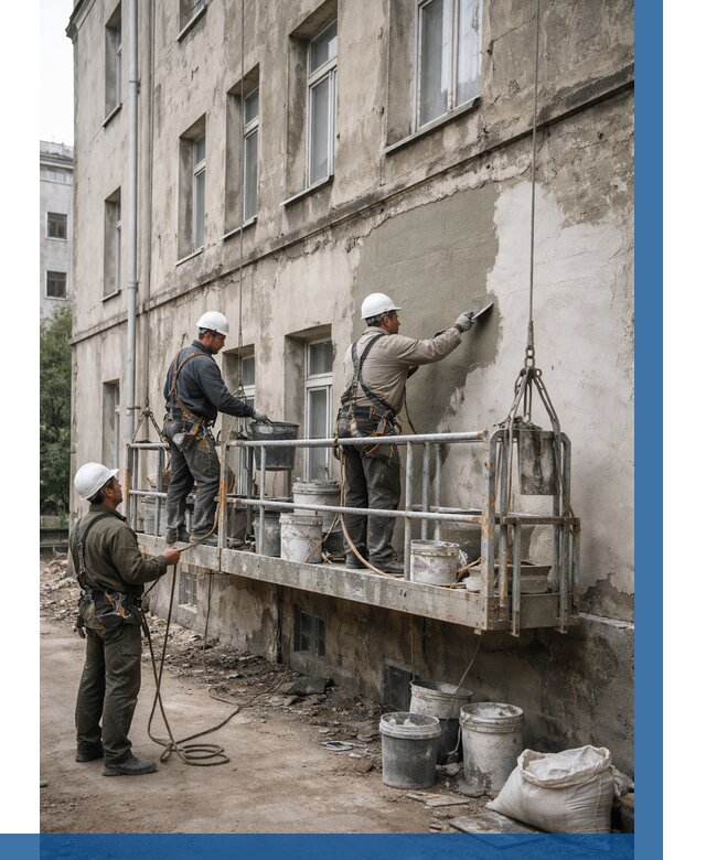 Капитальный ремонт фасада в Амурске от 4339 р. | ВЫСОТНИК-Мрс