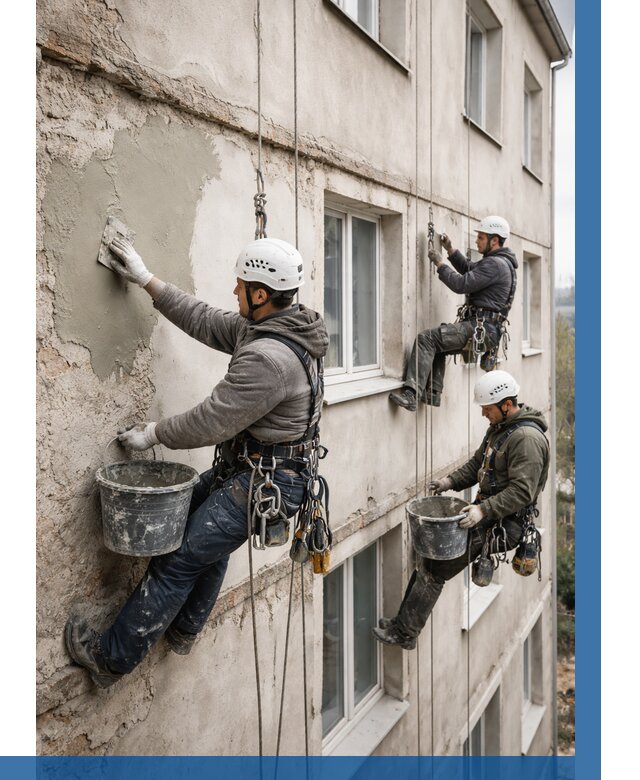 Ремонт штукатурного фасада в Амурске от 775 р. под ключ | ВЫСОТНИК-Мрс