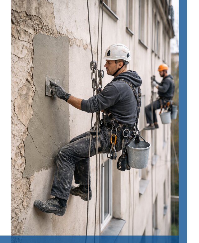 Восстановление штукатурки фасада в Амурске от 1240 р. | ВЫСОТНИК-Мрс