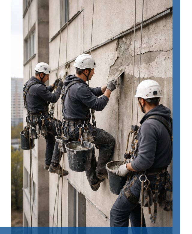 Ремонт бетонных элементов фасада в Амурске от 2583 р. | ВЫСОТНИК-Мрс