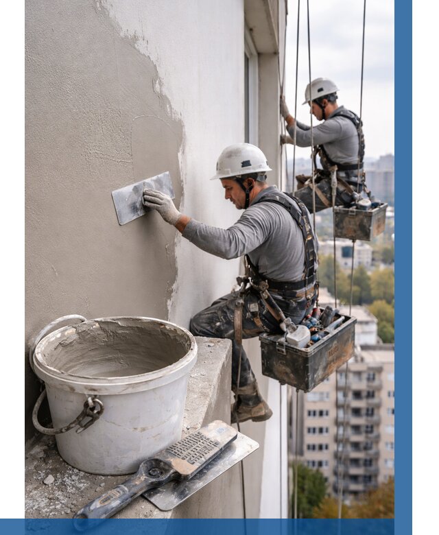 Шпаклевка фасада на высоте в Амурске от 723 р. | ВЫСОТНИК-Мрс