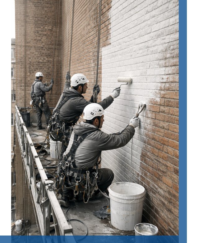 Покраска кирпичного фасада в Амурске от 362 р. | ВЫСОТНИК-Мрс