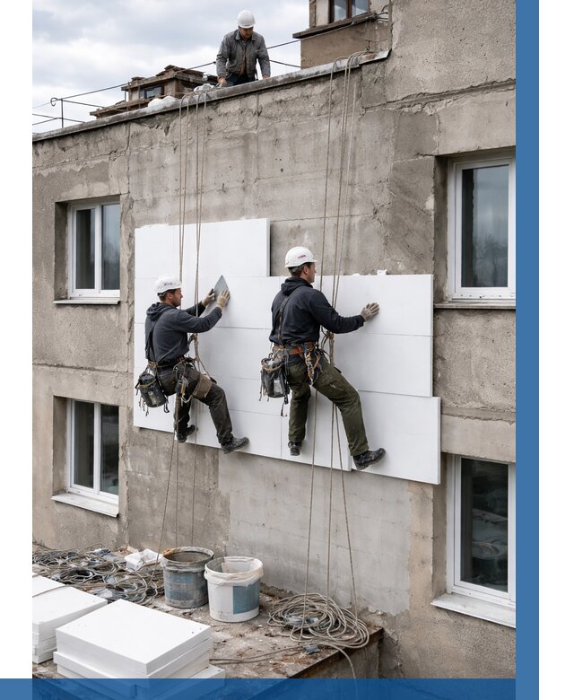 Утепление фасада пенополистиролом в Амурске от 1860 р. | ВЫСОТНИК-Мрс