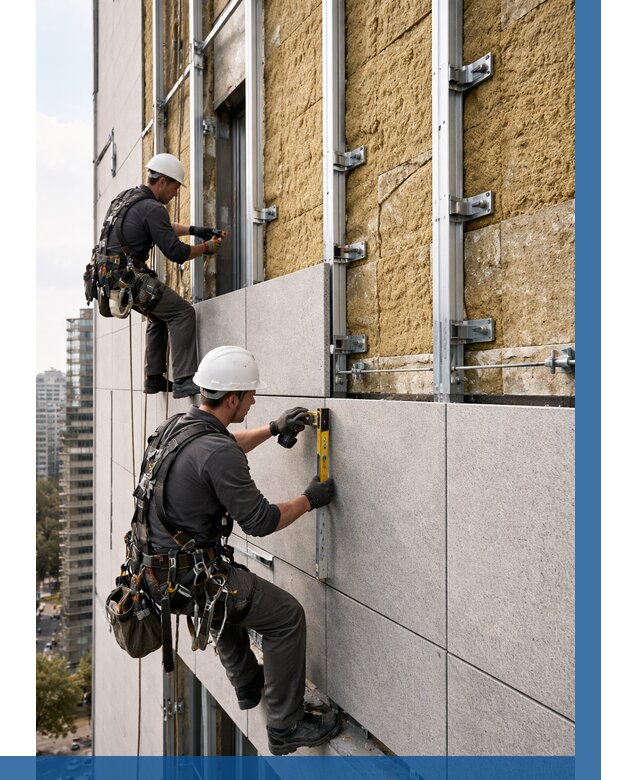 Монтаж вентилируемого фасада в Амурске от 3616 р. | ВЫСОТНИК-Мрс