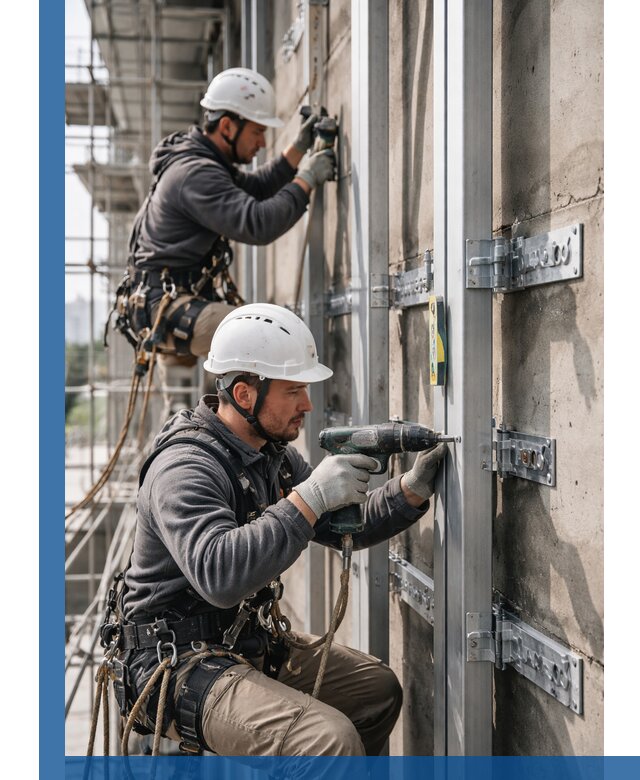 Монтаж и крепление подсистемы вентфасада в Амурске