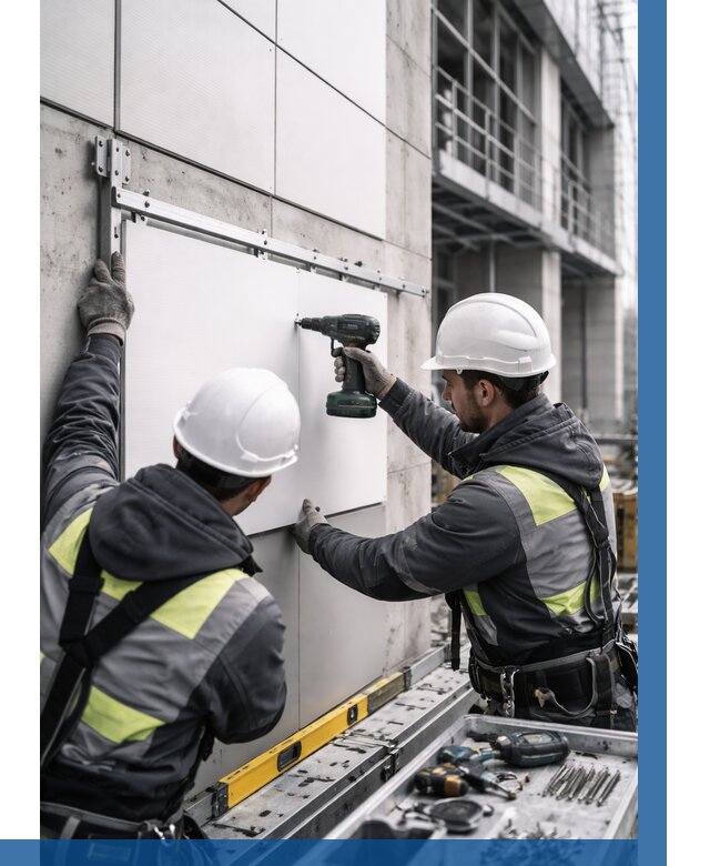 Монтаж композитных панелей фасада в Амурске от 2583 р. | ВЫСОТНИК-Мрс