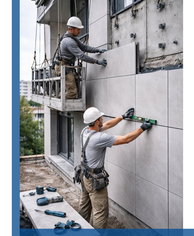 Монтаж керамогранита на фасад в Амурске под ключ с гарантией качества