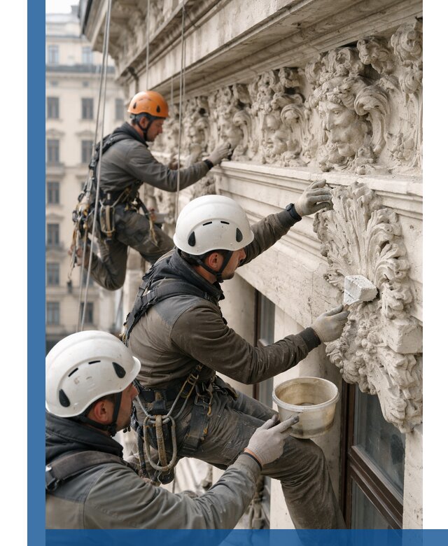 Реставрация фасадной лепнины с высотными работами в Амурске