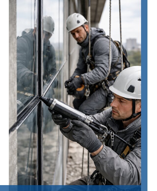 Герметизация витражных швов в Амурске от 672 р. | ВЫСОТНИК-Мрс