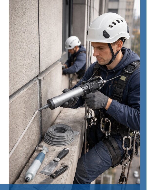 Герметизация деформационных швов фасада в Амурске от 723 | ВЫСОТНИК-Мрс