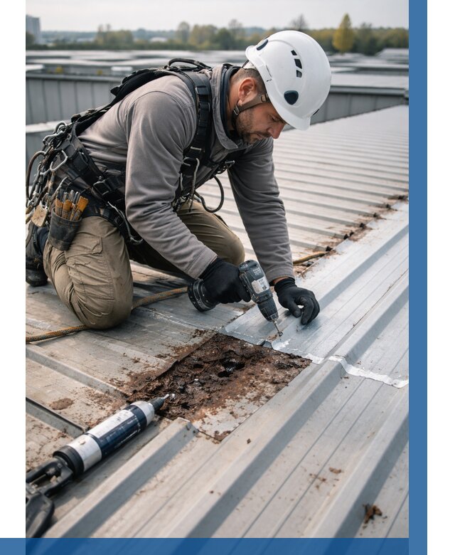 Ремонт профнастила на кровле в Амурске от 723 р. | ВЫСОТНИК-Мрс