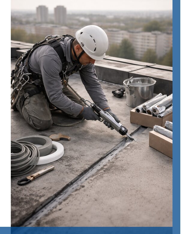 Герметизация швов кровли в Амурске от 465 р./м2 | ВЫСОТНИК-Мрс