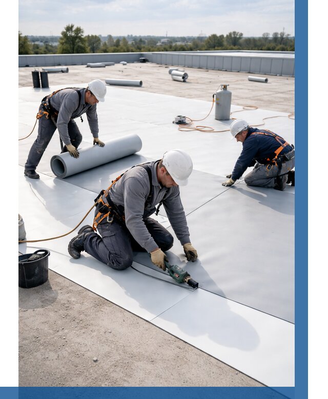 Монтаж мембранной кровли под ключ в Амурске от 1240 р. | ВЫСОТНИК-Мрс