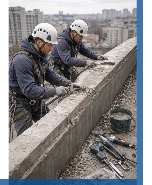 Ремонт парапета на кровле в Амурске от 1550 р. | ВЫСОТНИК-Мрс