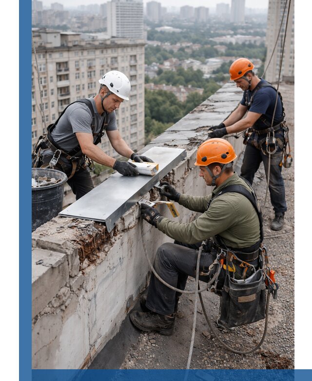 Ремонт парапета на кровле в Амурске, высотные работы с гарантией