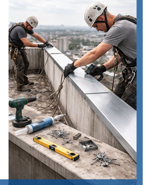 Монтаж парапетных крышек в Амурске от 827 р. | ВЫСОТНИК-Мрс