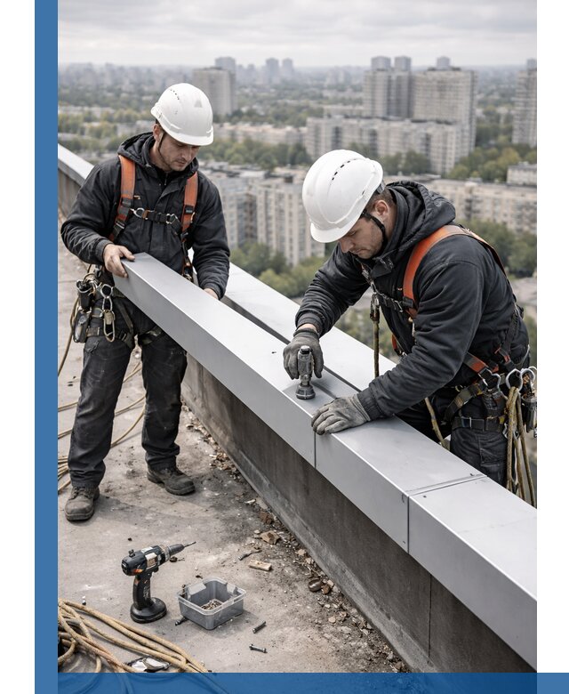 Монтаж парапетных крышек и ограждений кровли в Амурске