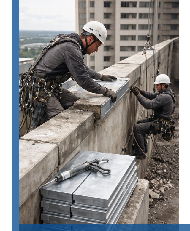 Замена парапетных крышек и установка новых в Амурске
