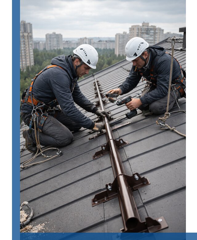 Монтаж снегозадержателей на кровле зданий в Амурске под ключ