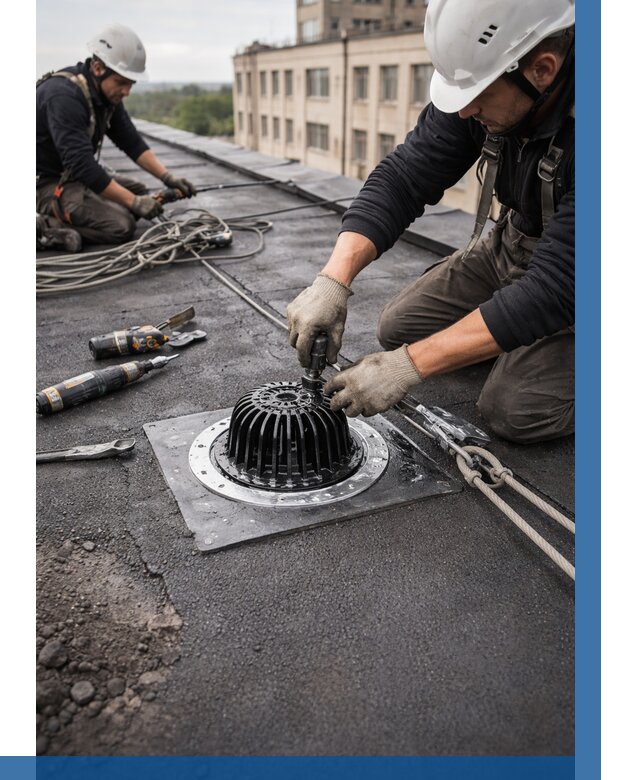 Установка водосточных воронок в Амурске цена от 3616 р. | ВЫСОТНИК-Мрс