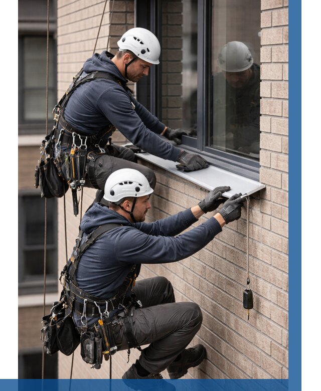 Монтаж оконных отливов под ключ в Амурске от 3616 р. | ВЫСОТНИК-Мрс