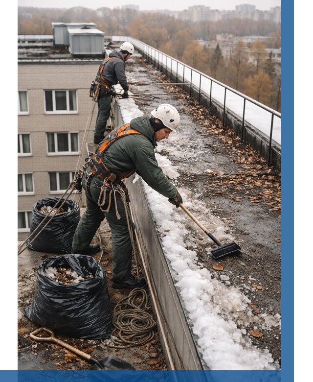 Очистка кровли по периметру в Амурске от 568 р. | ВЫСОТНИК-Мрс