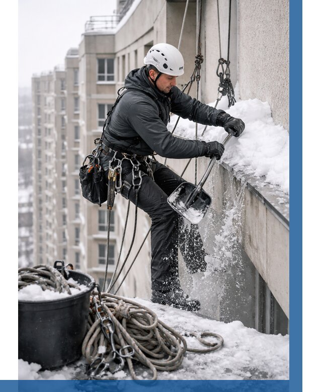 Очистка карнизов от снега в Амурске от 310 р. | ВЫСОТНИК-Мрс