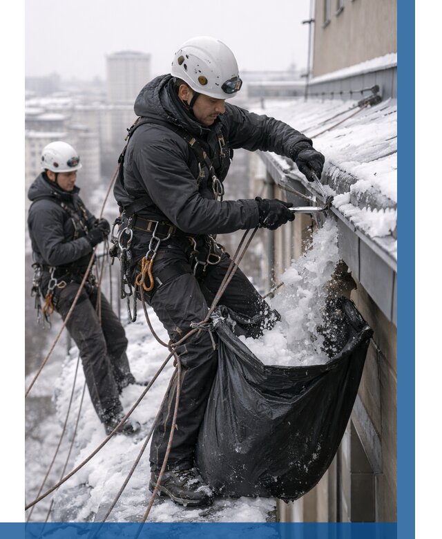 Аварийная очистка крыши в Амурске под ключ от 310 р. | ВЫСОТНИК-Мрс