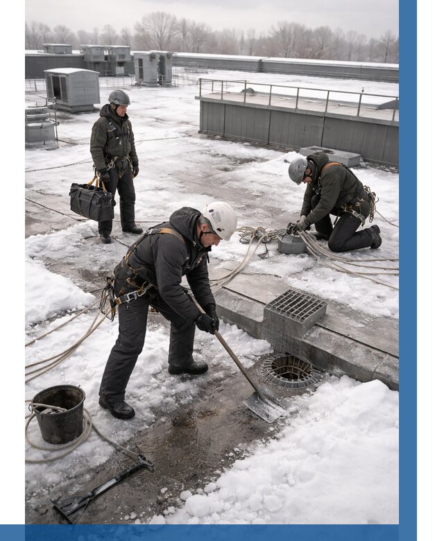 Абонентское обслуживание кровли зимой в Амурске от 8266 р. | ВЫСОТНИК-Мрс