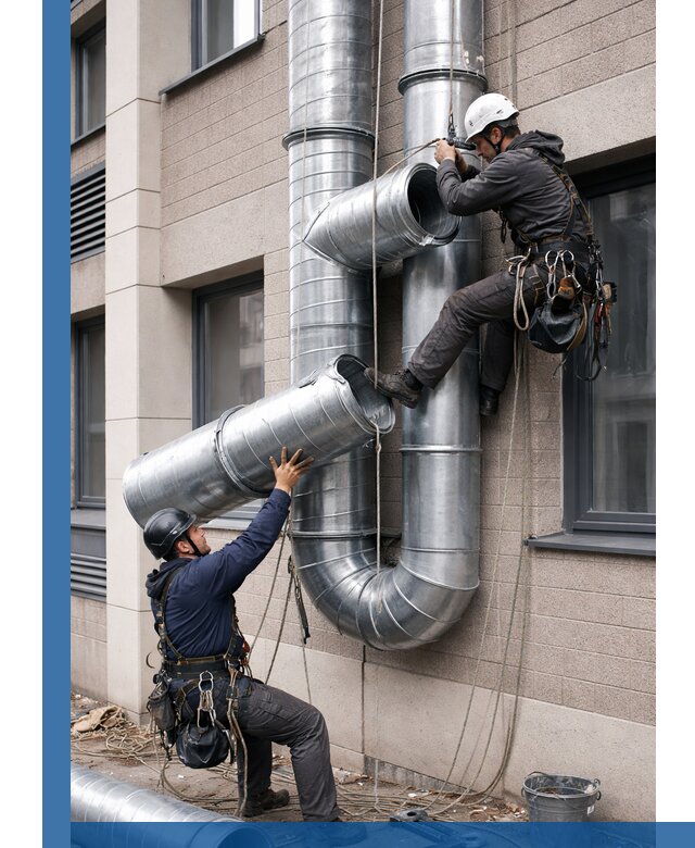Монтаж фасадных воздуховодов в Амурске с герметизацией и крепежом