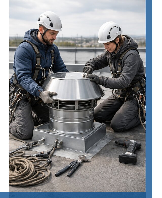 Установка дефлекторов на кровле в Амурске от 4649 р. | ВЫСОТНИК-Мрс