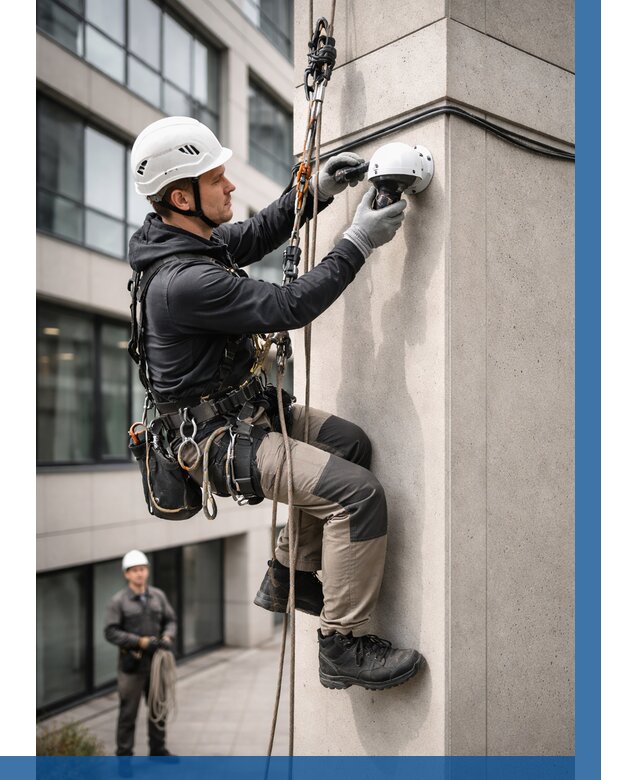 Монтаж камер видеонаблюдения на фасаде в Амурске от 8782 р.-ВЫСОТНИК-Мрс