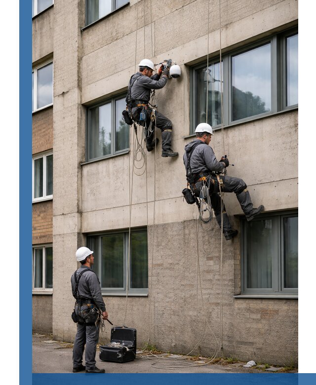 Монтаж фасадных камер видеонаблюдения в Амурске под ключ
