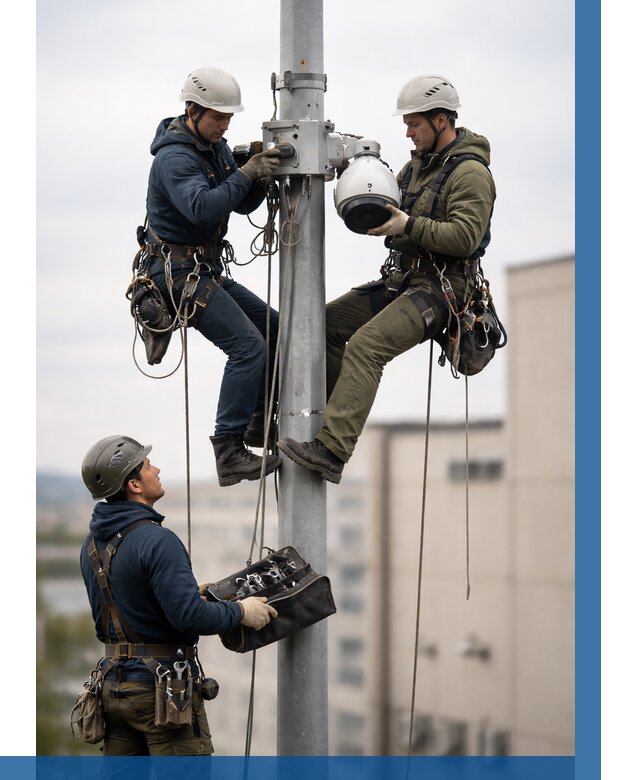 Установка видеокамер на мачте в Амурске от 8782 р. | ВЫСОТНИК-Мрс