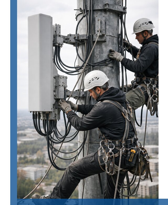 Монтаж оборудования связи на мачте в Амурске с пусконаладкой