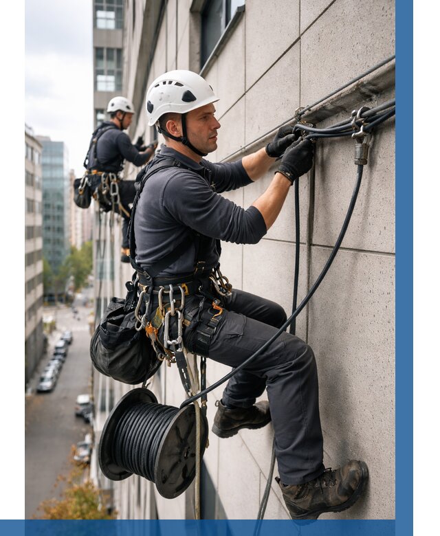 Прокладка кабеля по фасаду в Амурске от 362 р. | ВЫСОТНИК-Мрс