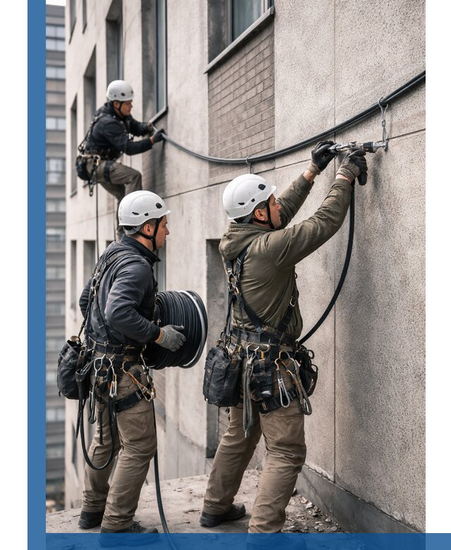 Прокладка кабеля по фасаду в Амурске, профессиональный монтаж