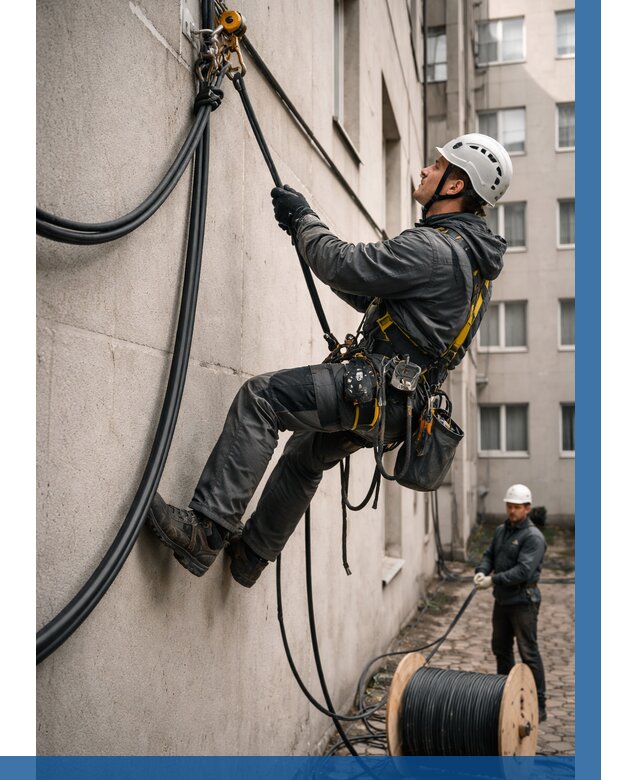 Протяжка кабеля питания на высоте в Амурске от 465 р. | ВЫСОТНИК-Мрс