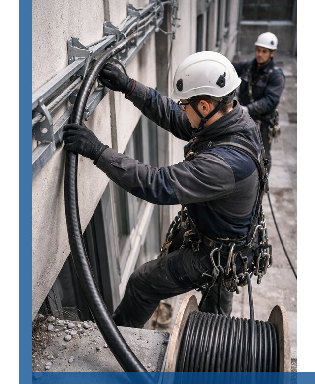 Протяжка кабеля питания на высоте в Амурске с гарантией безопасности и качества