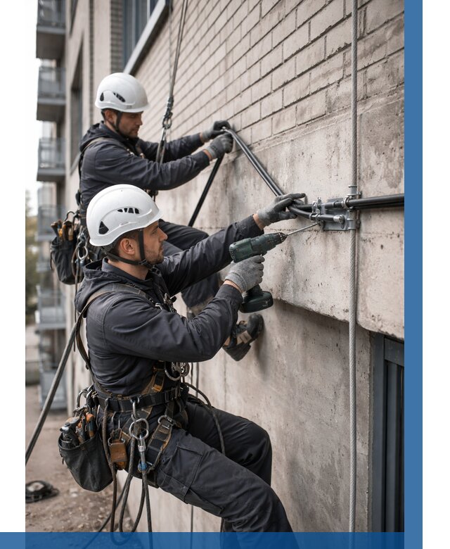 Крепление кабеля на фасаде в Амурске от 362 р. | ВЫСОТНИК-Мрс