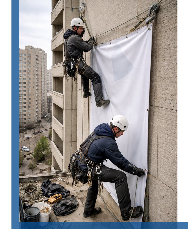 Профессиональный монтаж баннеров на фасаде в Амурске