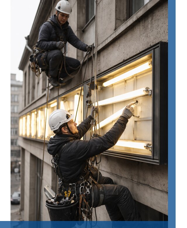 Замена ламп в вывеске в Амурске под ключ от 3616 р. | ВЫСОТНИК-Мрс