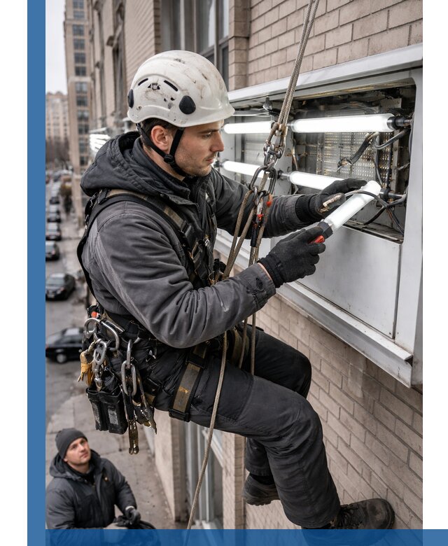 Профессиональная замена ламп в наружной вывеске в Амурске