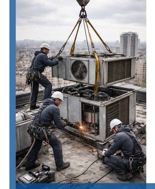 Демонтаж крышной установки в Амурске любой сложности