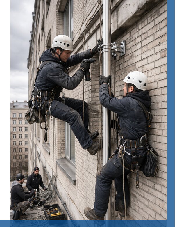 Монтаж флагштока на здании в Амурске от 6716 р. | ВЫСОТНИК-Мрс