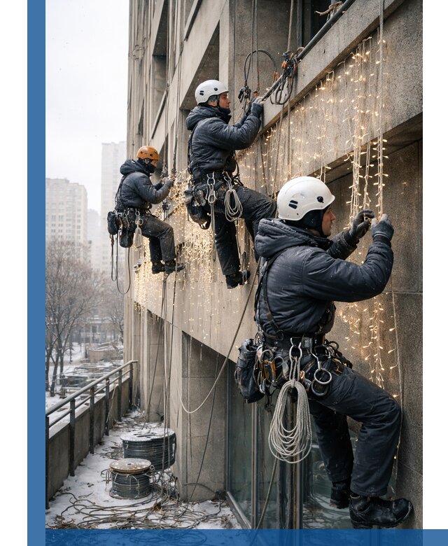 Монтаж новогодней иллюминации и украшение фасадов в Амурске