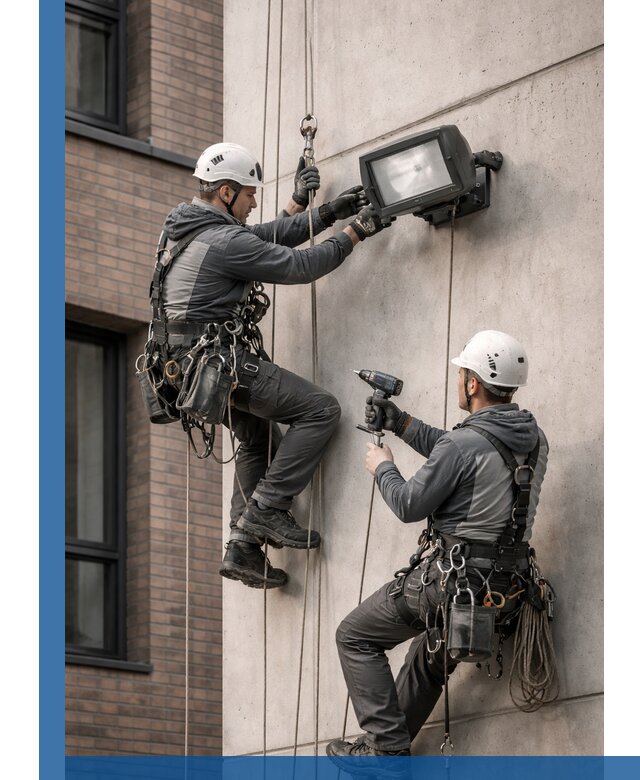 Профессиональный монтаж фасадных прожекторов в Амурске под ключ