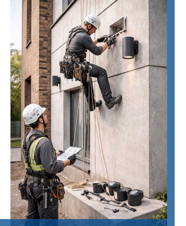 Монтаж фасадного освещения в Амурске от 2583 р. | ВЫСОТНИК-Мрс