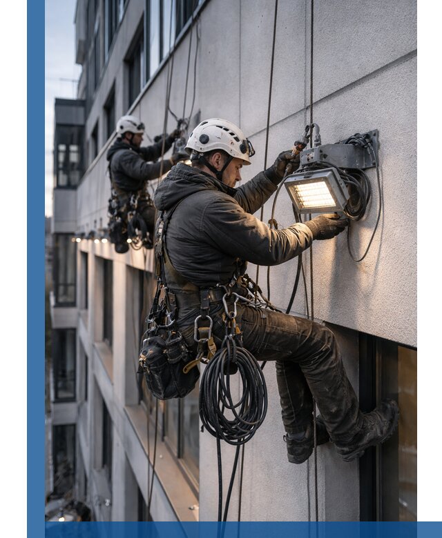 Монтаж фасадного освещения в Амурске установка и подключение